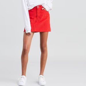 Levi's Red Deconstructed Corduroy White Tab Mini Skirt Size 28